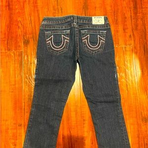 True Religion dark wash capri jeans size 30